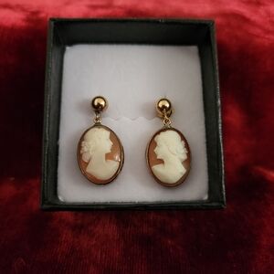 Elegant Gold Cameo Earrings